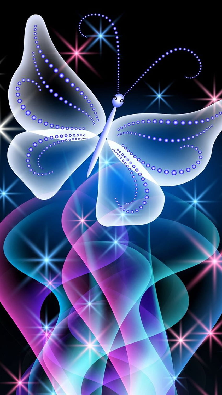 neon, abstract, butterfly, Pink Glow HD phone wallpaper
