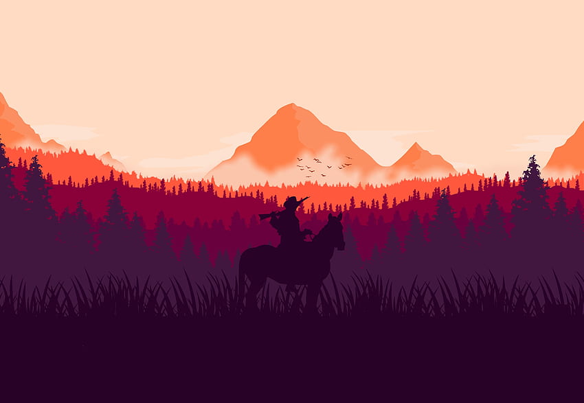 Red Dead Redemption 2, horse ride, silhouette, art HD wallpaper