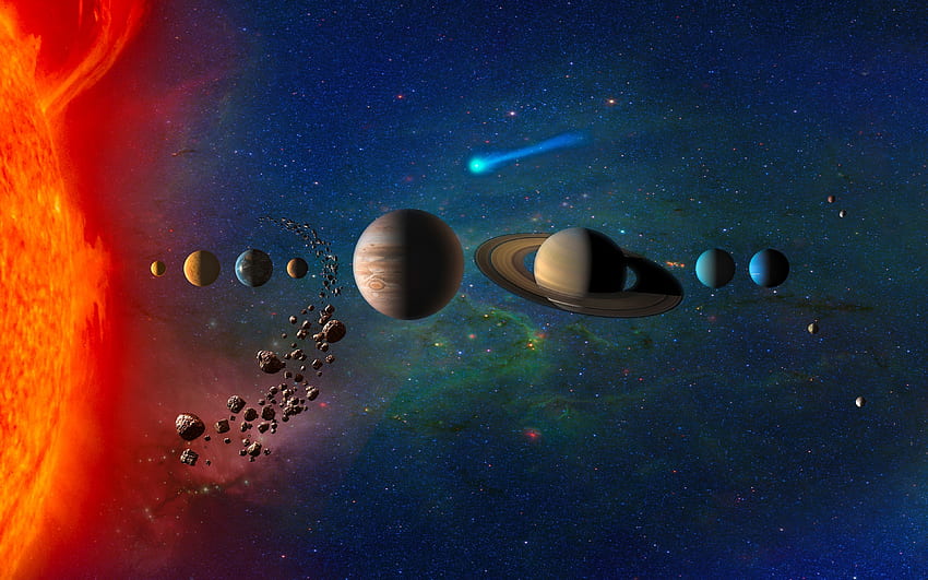 Планети, слънчева система, дигитално изкуство HD тапет