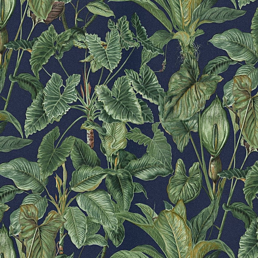 Erismann Paradiso Tropical Leaves Pattern Jungle Leaf Forest Textured 6303 08 Blue Turquoise. I Want HD phone wallpaper