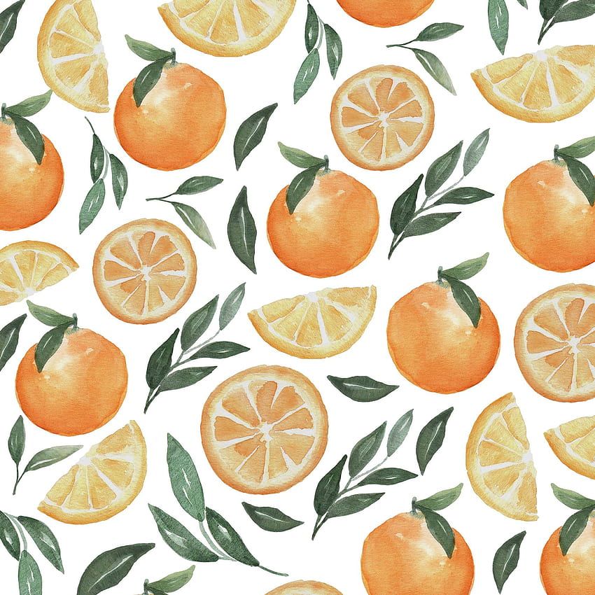 Orange Frucht-Aquarell-Clipart-Muster (PNG). Orange Malerei, Aquarell Druckmuster, Aquarell Clipart HD-Handy-Hintergrundbild