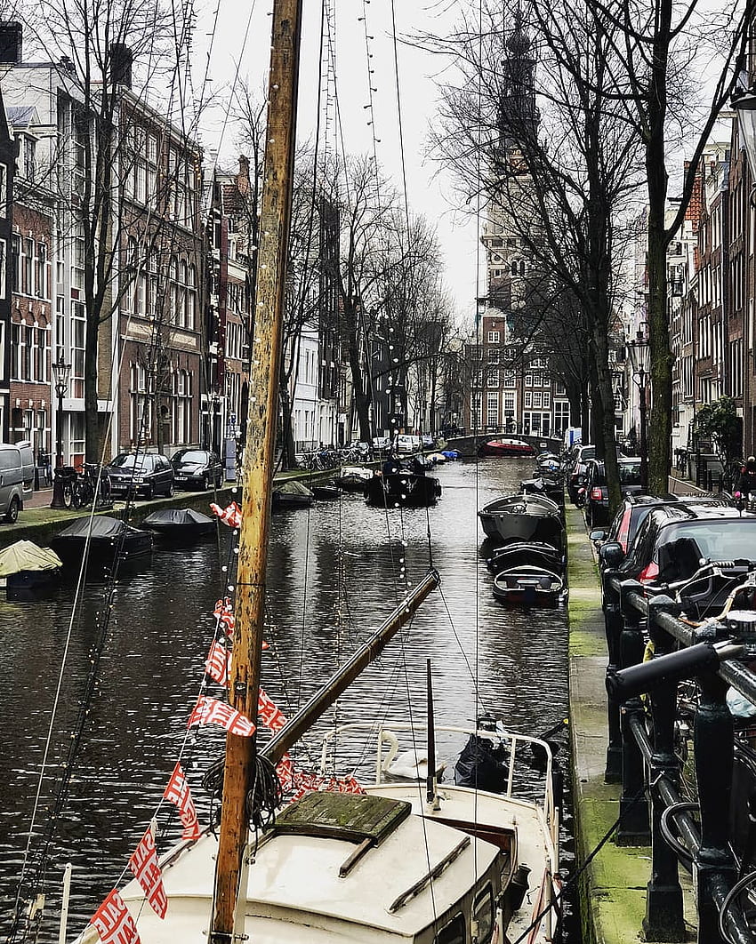 : amsterdam, netherlands, groenburgwal 59i, canal, Amsterdam Winter HD phone wallpaper