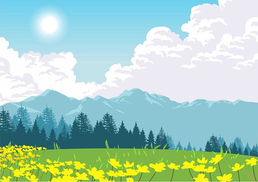Frühlingstag - Vektoren, Clipart-Grafiken und Vektorgrafiken, Tageshimmel HD-Hintergrundbild