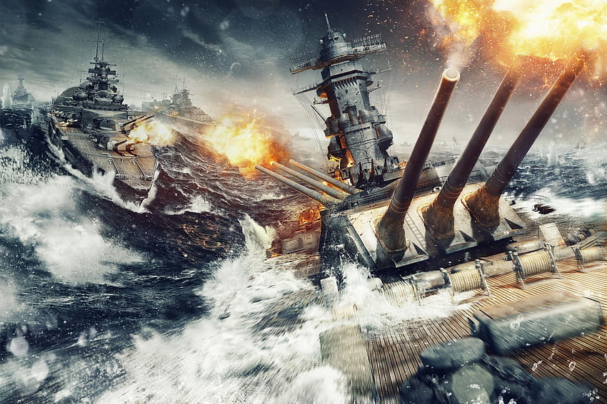 World of Warships, war, battle, Wargaming, Fire, Water HD wallpaper