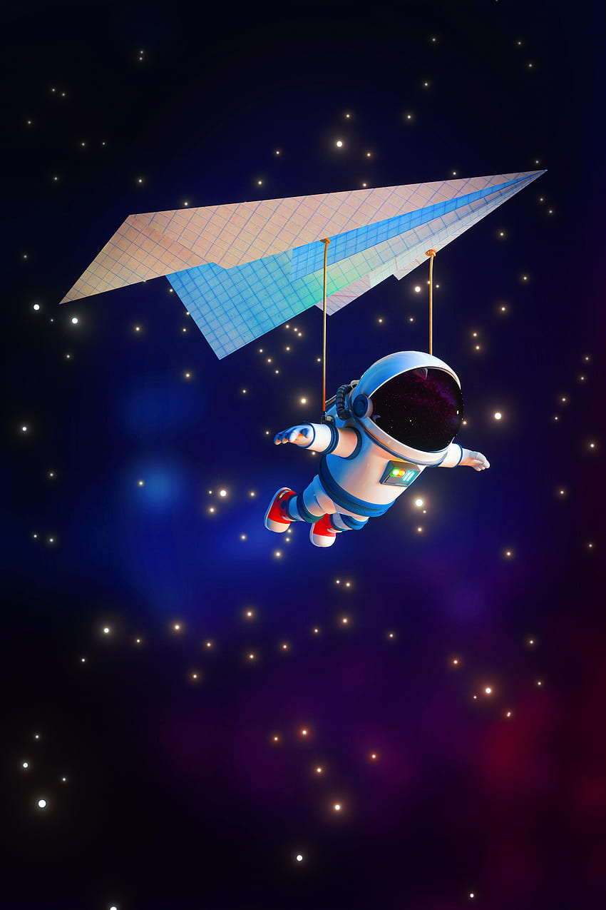 ศิลปะ จักรวาล ดวงดาว เครื่องบิน กระดาษ นักบินอวกาศ วอลล์เปเปอร์โทรศัพท์ HD