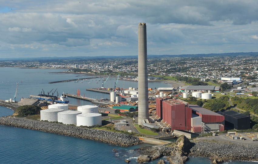 Port Taranki, 바다, 배송, 힘, 도시, 뉴플리머스, 굴뚝, 역, 뉴질랜드 HD 월페이퍼