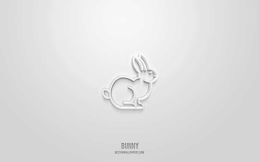 conejito icono 3d, blanco, símbolos 3d, conejito, iconos de animales, iconos 3d, signo de conejito, iconos de animales 3d fondo de pantalla