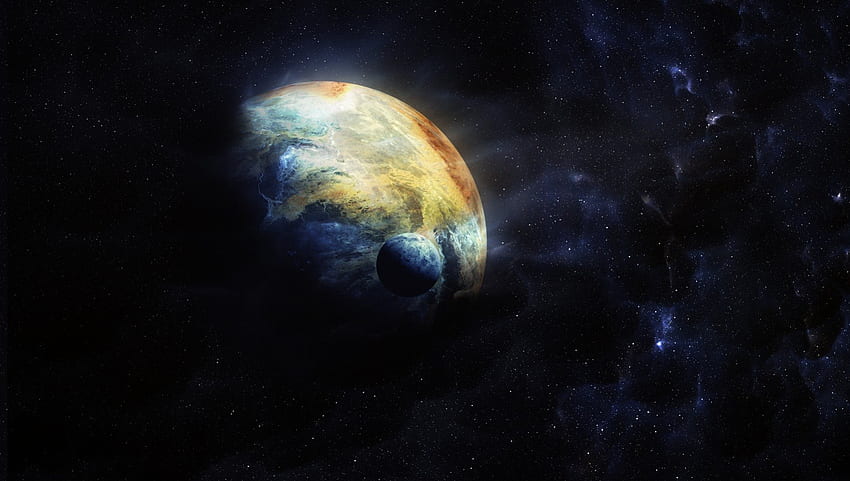 Earth And Moon, ดาวเคราะห์สีน้ำเงิน, โลก, โลกจากอวกาศ, ดวงจันทร์ วอลล์เปเปอร์ HD