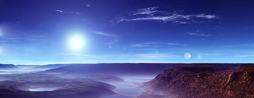 Cielo azul Naturaleza Invierno 3D Lujo Ultra ancho fondo de pantalla