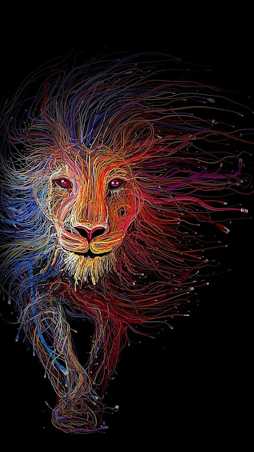 Creative design light lion mane black background Gallery HD phone wallpaper