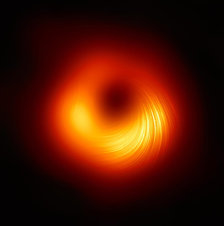 Campos magnéticos de los astrónomos en el borde del agujero negro de M87. Telescopio de horizonte de eventos fondo de pantalla del teléfono