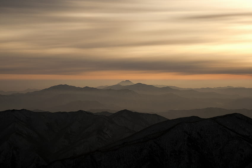 Natur, Sonnenuntergang, Himmel, Berge, Nebel, Dahl, Entfernung HD-Hintergrundbild