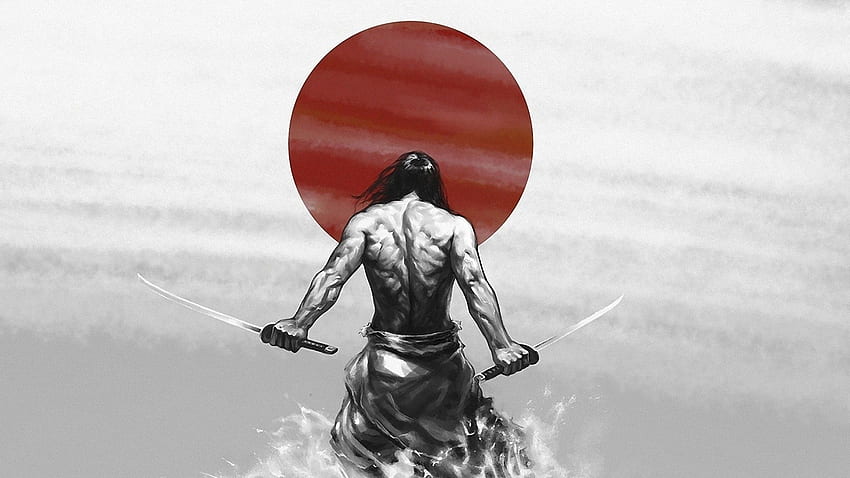 Roter japanischer Samurai, rote Samurai-Kunst HD-Hintergrundbild