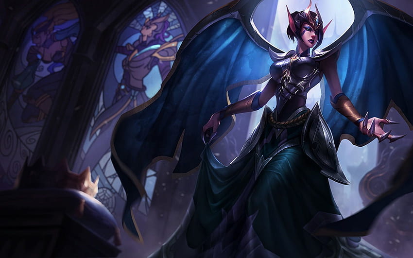 Female with wings game character digital , League, Morgana HD wallpaper