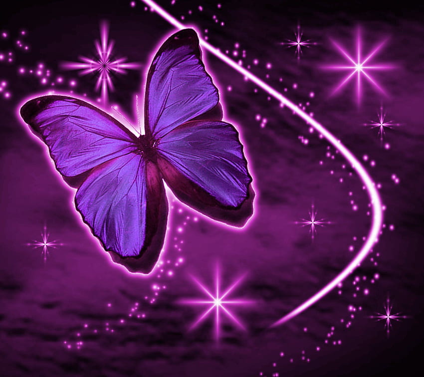 Butterfly Background That Move. Beautiful Butterfly , Pretty Butterfly and Butterfly Steampunk, 3D Purple Butterfly and Stars HD wallpaper