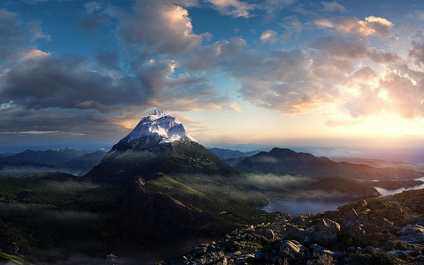 ธรรมชาติ หิน ท้องฟ้า เมฆ ภูเขา จุดยอด ยอด ยอด ความสูง Dahl ระยะทาง ความฝัน ภวังค์ วอลล์เปเปอร์ HD