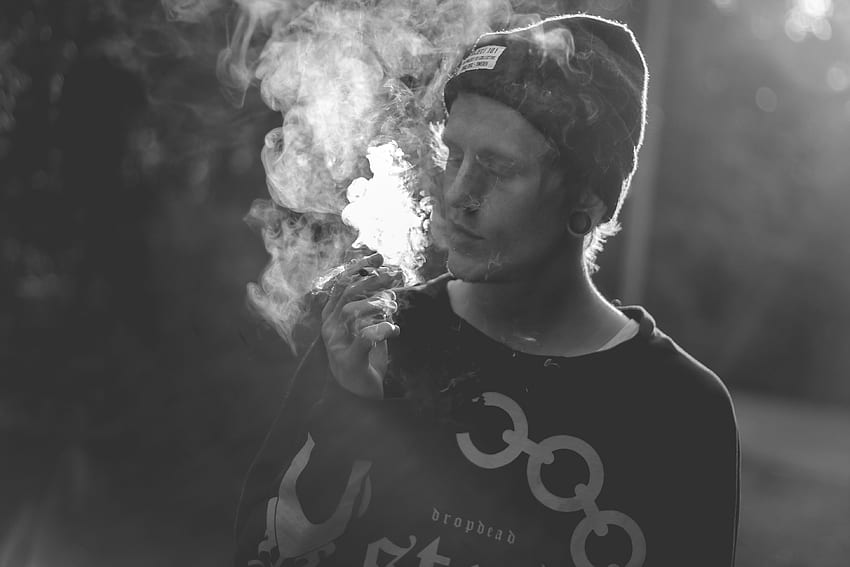 smoke, Blurred, Monochrome, Cannabis, Joint HD wallpaper