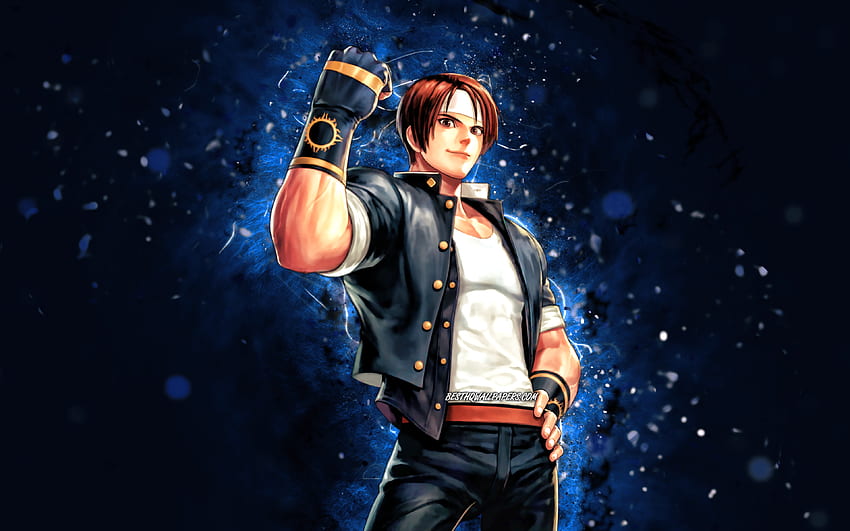 Kyo Kusanagi, , luces de neón azules, The King of Fighters All Star, SNK, protagonista, serie The King of Fighters, Kyo Kusanagi SNK fondo de pantalla