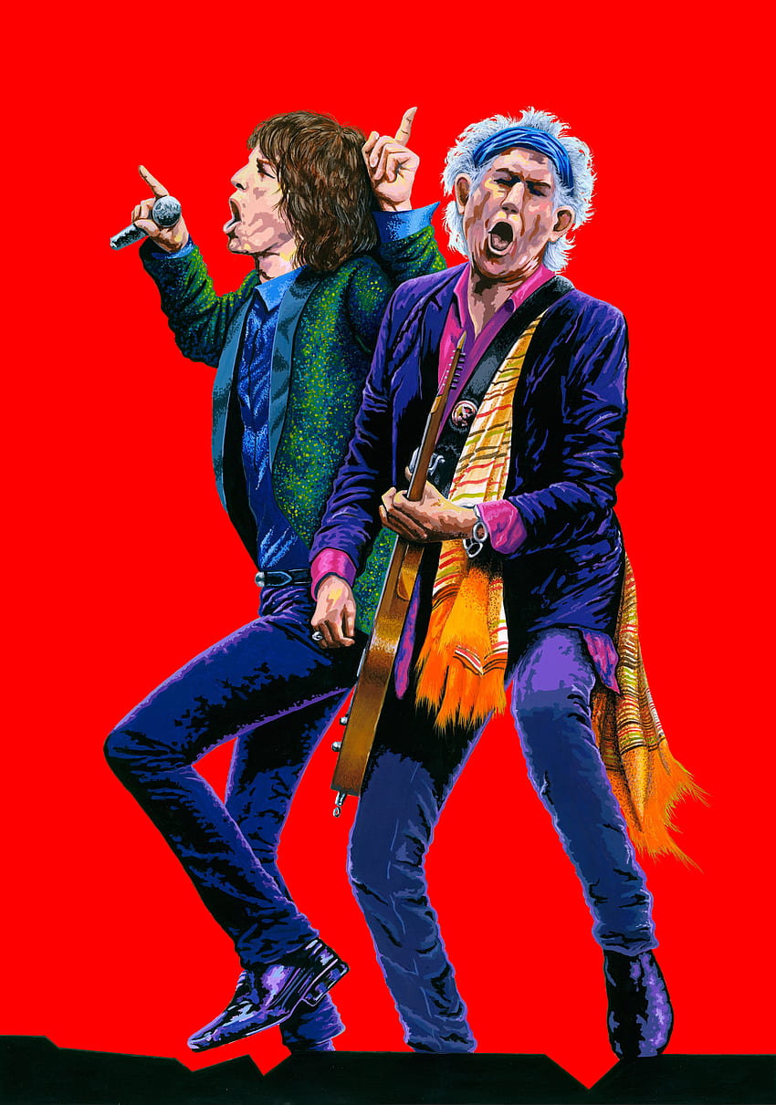 Rolling Stones Jagger & Richards от Saskia Monsoon Riviera, Мик Джагър HD тапет за телефон