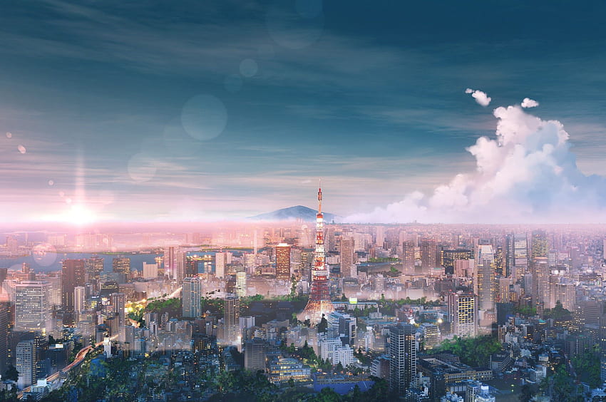 Tokyo Cityscape Anime Chromebook Pixel , , Background, and, Tokyo Pixel Art HD wallpaper