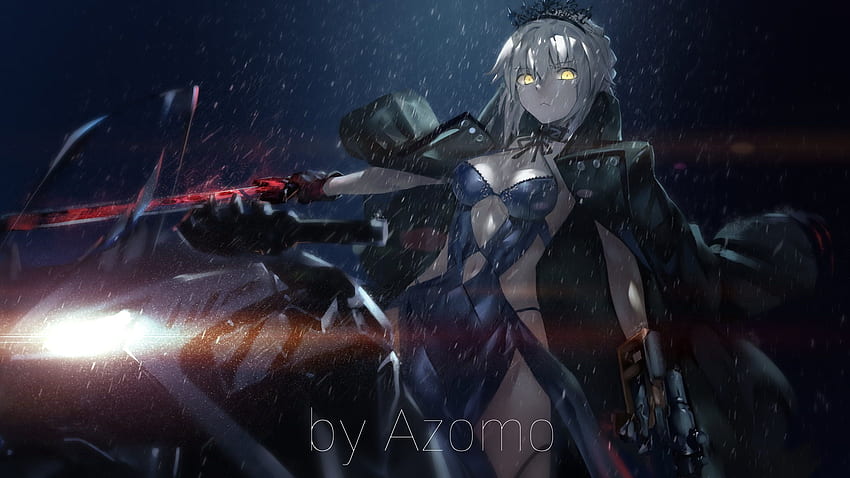 Jeanne Lancer Alter, white hair, avamone, cleavage, Fate, Fate Grand Order HD wallpaper