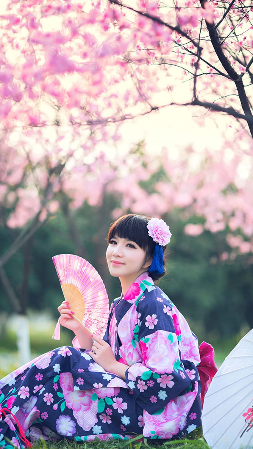 사쿠라 시즌 일본 소녀 일본 Android - Android, Kimono Girls Japanese HD 전화 배경 화면