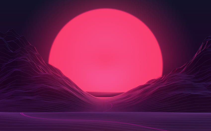 Big Sun Neon Mountains Resolution , , Background, and, Neon Purple Mountain HD wallpaper