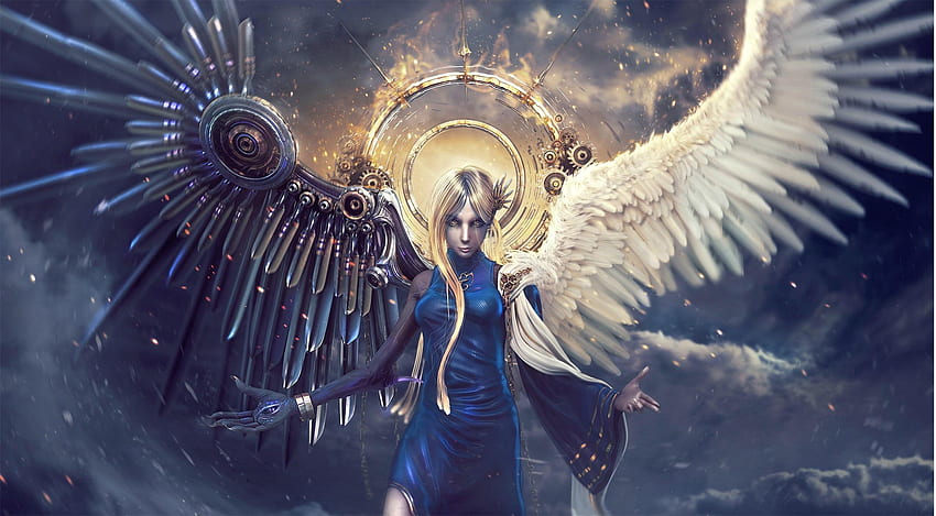 Good Vs Evil Fantasy Angel, Blue Evil HD wallpaper