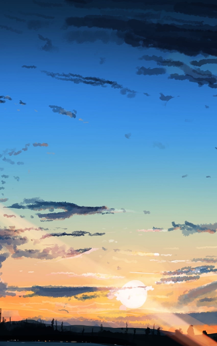 Sunset, Sky Anime, Clouds, Original, - Anime Sunset Background , Sunset ...