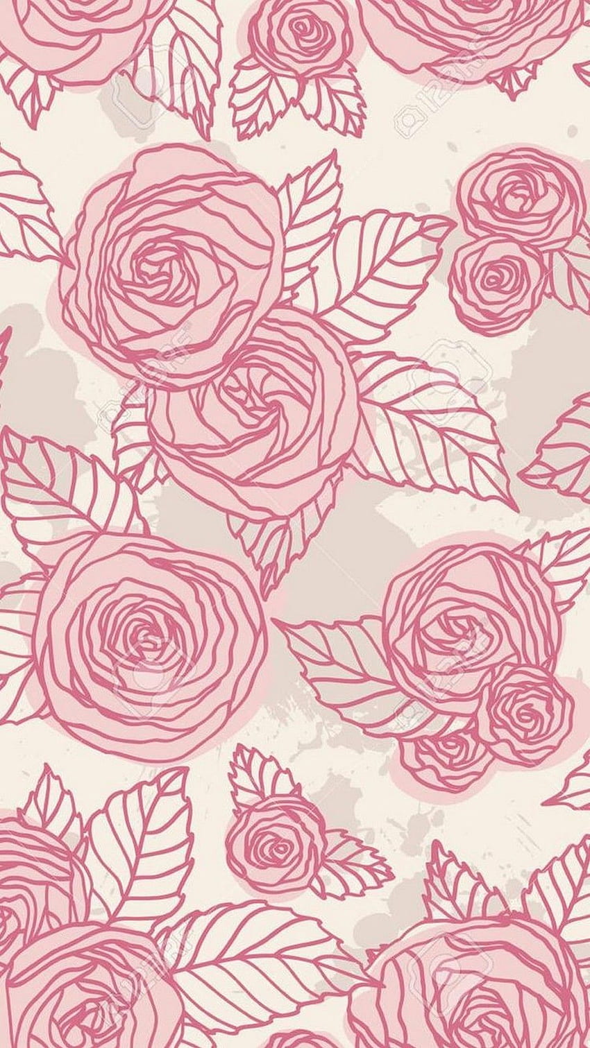 iPhone . Pattern, Pink, Rose, Drawing, Design, Leaf HD phone wallpaper