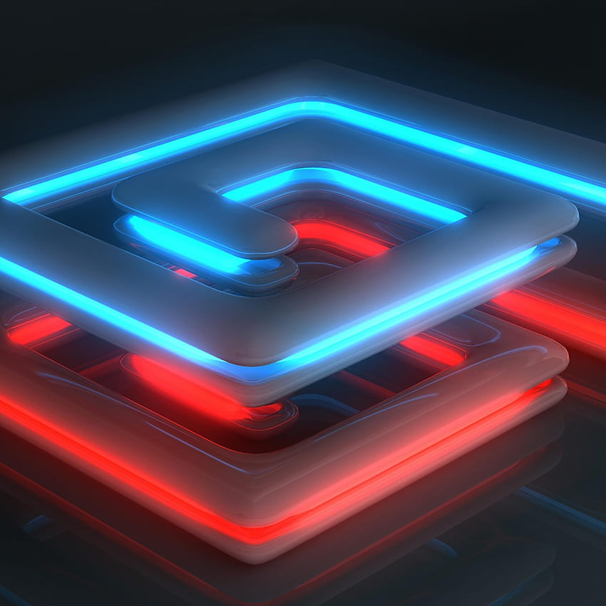 Blue and red neon spiral - 3D and , Neon Blue 3D HD phone wallpaper