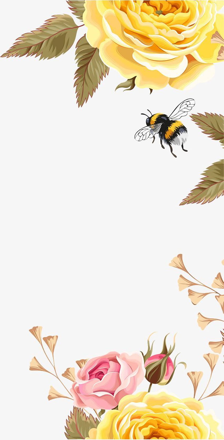 Gelbe schöne Blumen-Bienen. Blumenhintergrund, Blumentelefon, Blumen, Bienen und Blumen HD-Handy-Hintergrundbild