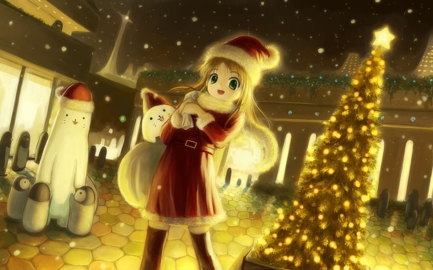 Download Spread some holiday cheer with this anime-themed Christmas scene!  | Wallpapers.com