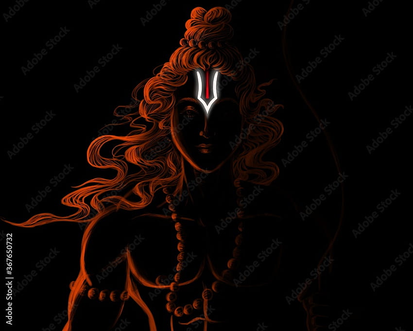 Karya seni lukisan digital Lord Ram Shri Rama melukis latar belakang hitam Stock Illustration, Lord Rama Angry Wallpaper HD