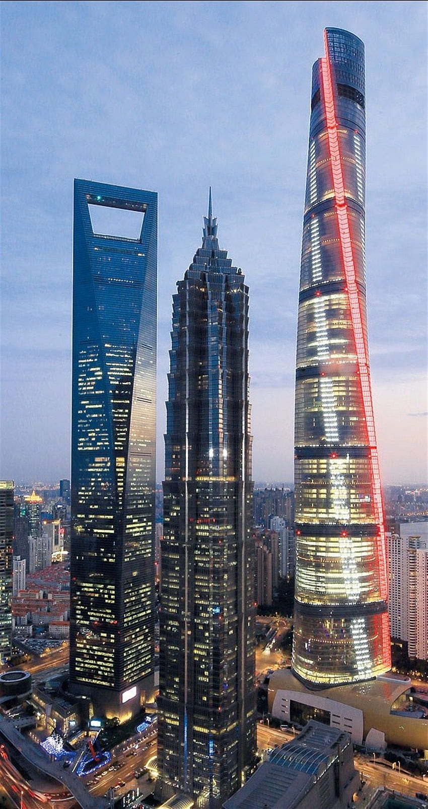 背景をフォーマットします。 夜の上海、中国、360.1 キロバイト、上海タワー HD電話の壁紙