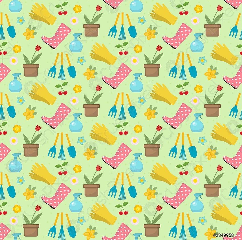 Gardening seamless pattern with garden tools Spring endless backdrop Horticulture, Cute Summer Pattern HD wallpaper