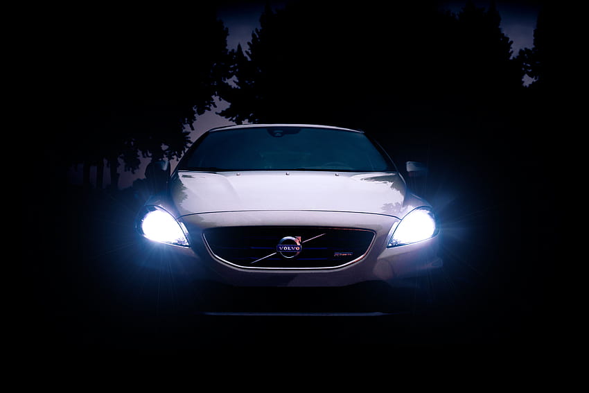 Night, Volvo, Cars, Lights, Shine, Light, Front View, Headlights, Volvo V40 HD wallpaper