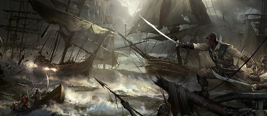 海賊戦争、海、船、海賊、戦争 高画質の壁紙