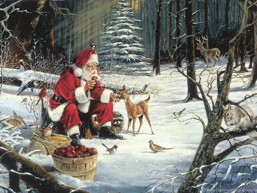 Vintage Christmas Background, Father Christmas HD wallpaper