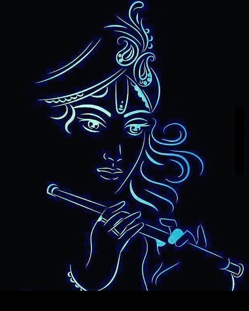 Lord Krishna 3D In Black Background, Krishna Black HD phone ...