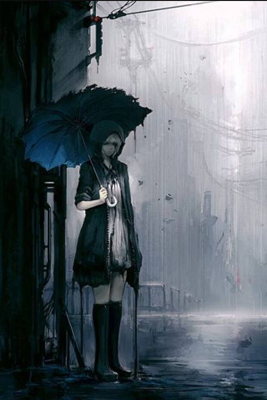 Dark Sad Anime, Dark Rain Sad Anime HD phone wallpaper
