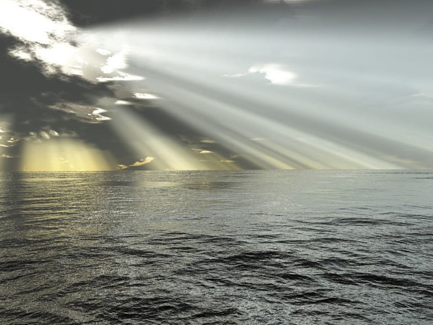 Rays of light and ocean, oceans, light HD wallpaper