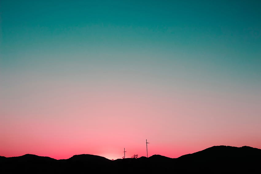 Sunset Sky Hills - Afterglow -, Orange Sunset Aesthetic Wallpaper HD