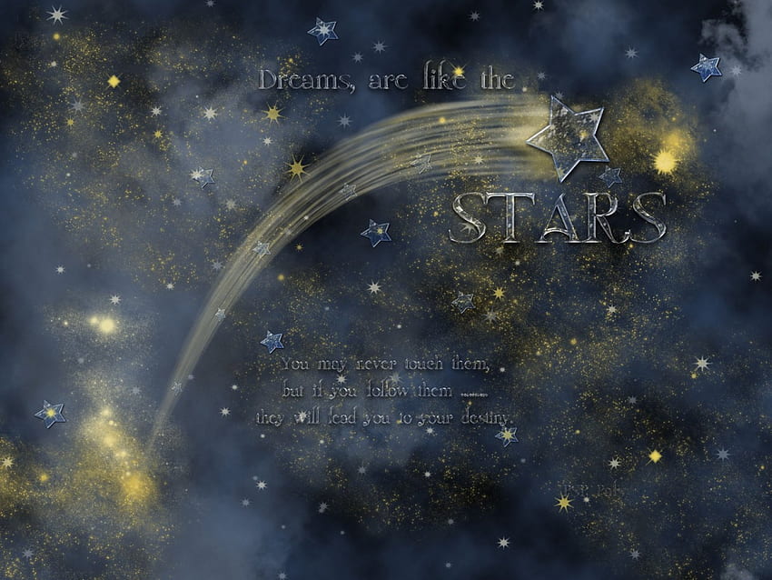DREAMS & STARS, NIGHT, STARS, SKY, WORDS HD wallpaper