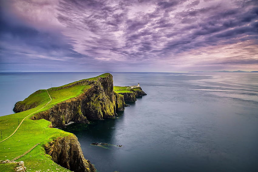 landscape, Nature, Sea, Rocks, Sky, Clouds, Lighthouse, Cape, Point, Nist, Scotland / and Mobile Background, Scotland Nature HD wallpaper