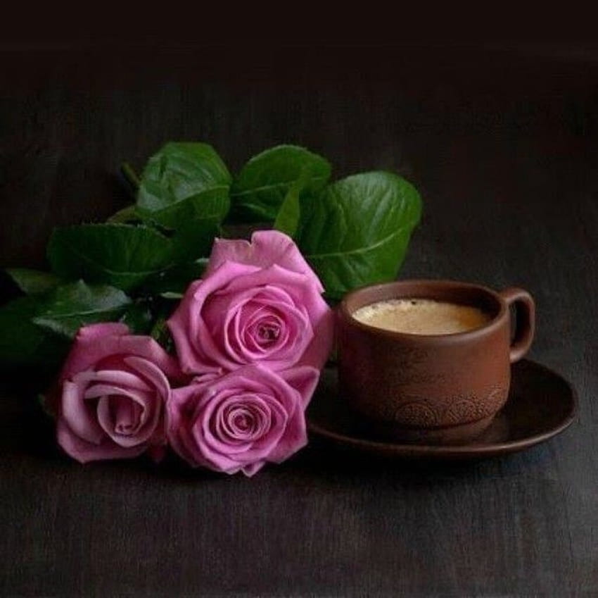 กาแฟอรุณสวัสดิ์ กุหลาบ กาแฟ ช่อดอกไม้ เครื่องดื่ม วอลล์เปเปอร์ HD
