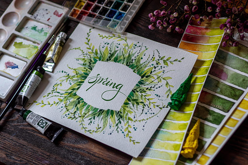 Words, Paints, Spring, Word, Lettering, Watercolor HD wallpaper