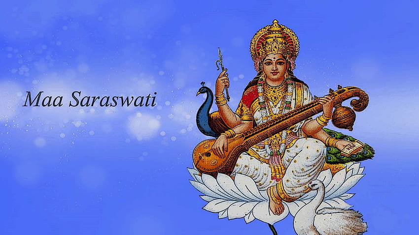 Maa Saraswati 3D — Wysoka rozdzielczość Saraswati Mata — Tapeta HD