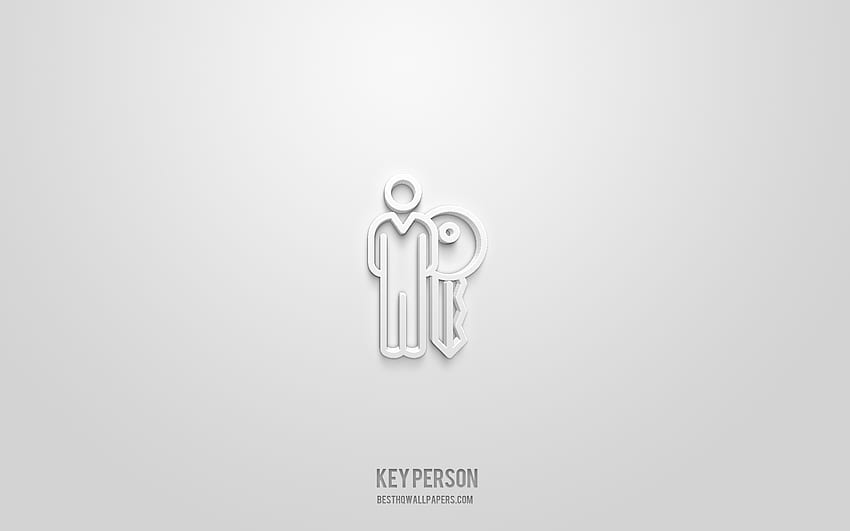 pessoa-chave ícone 3d, fundo branco, símbolos 3d, pessoa-chave, ícones de negócios, ícones 3d, sinal de pessoa-chave, negócios 3d icons papel de parede HD