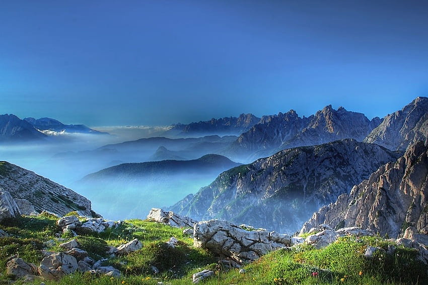 Планини: Хълмове Далеч Безкрайност Скали Полета Небе Спокоен, красив пейзаж HD тапет